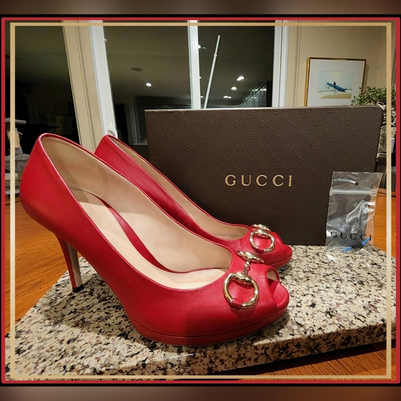 Gucci Nappa Leather "Charlotte" Heels in Tabasco Red - Picture 3 of 13